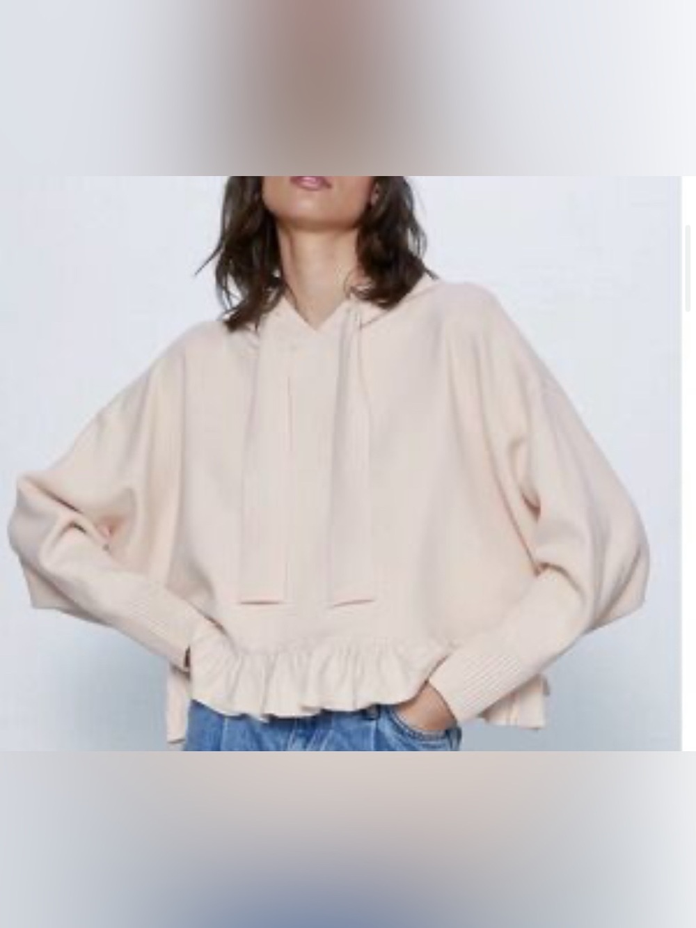 Zara Ruffle Hem Hoodie
